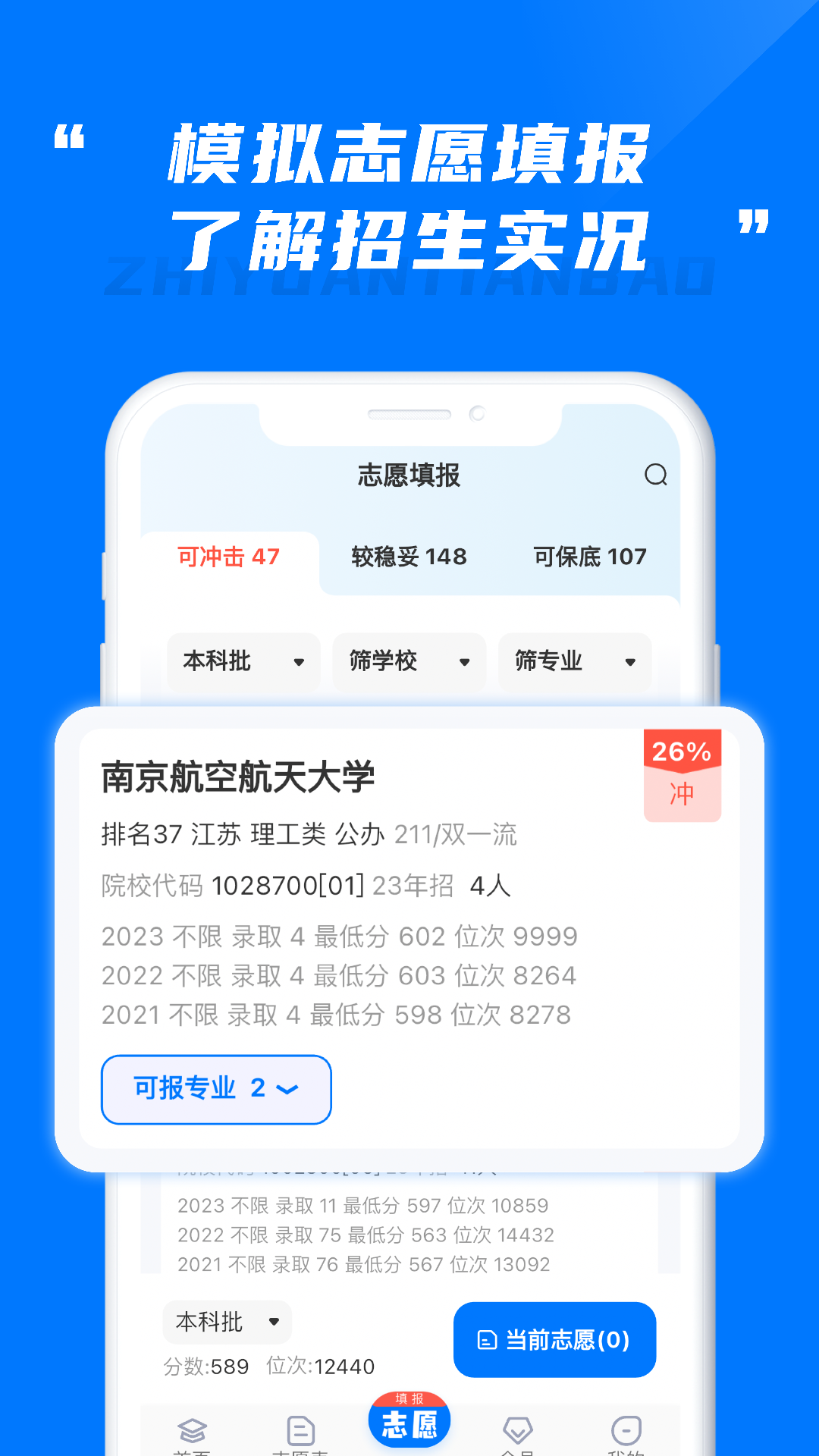 阳光高考志愿填报截图