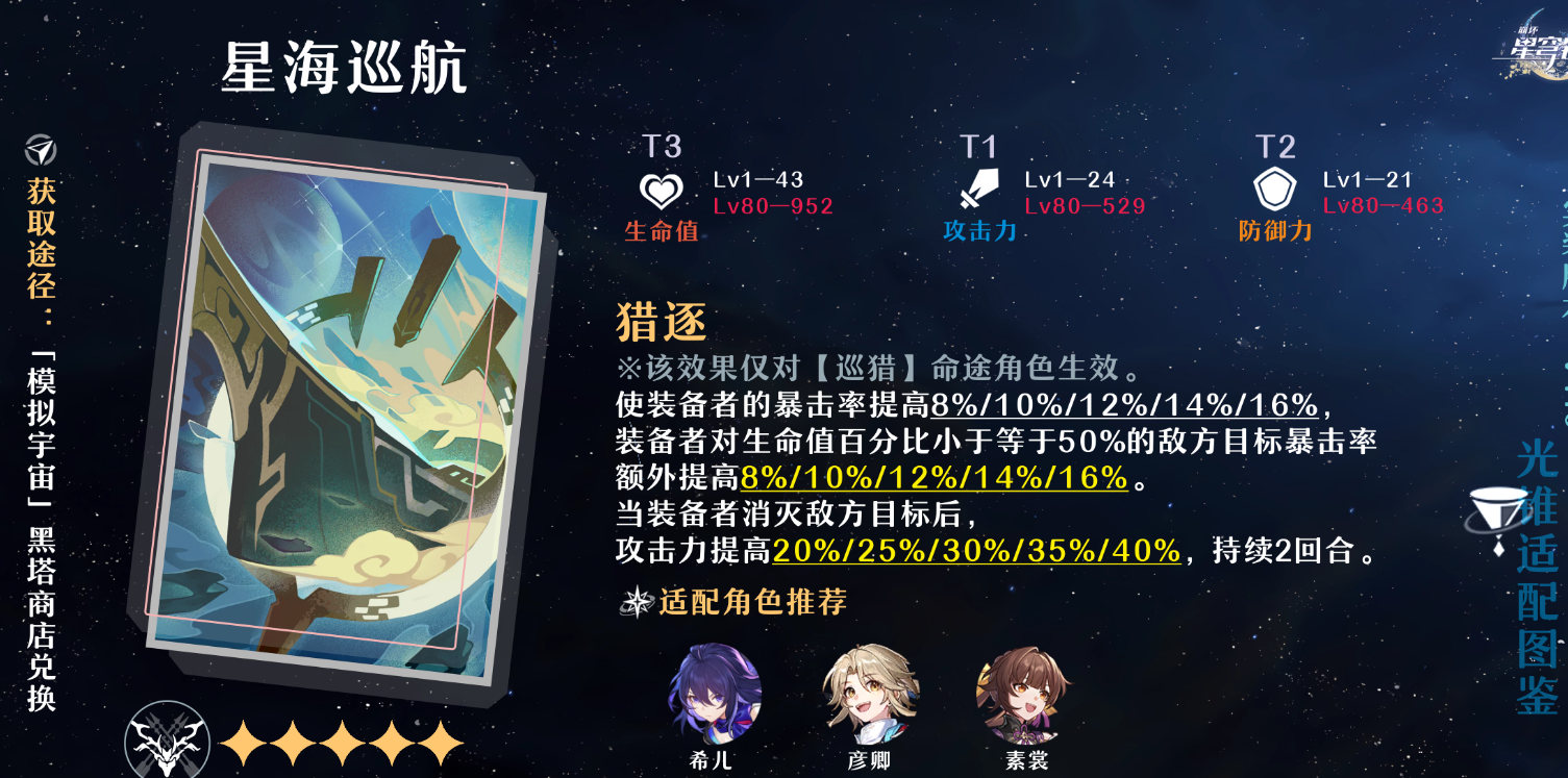 崩坏星穹铁道巡猎类光锥有什么