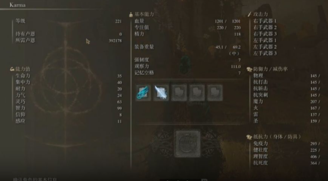 艾尔登法环221级法师如何加点