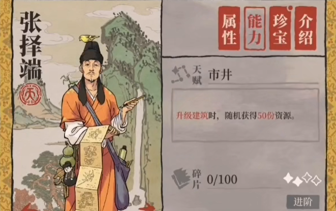 江南百景图张择端带什么