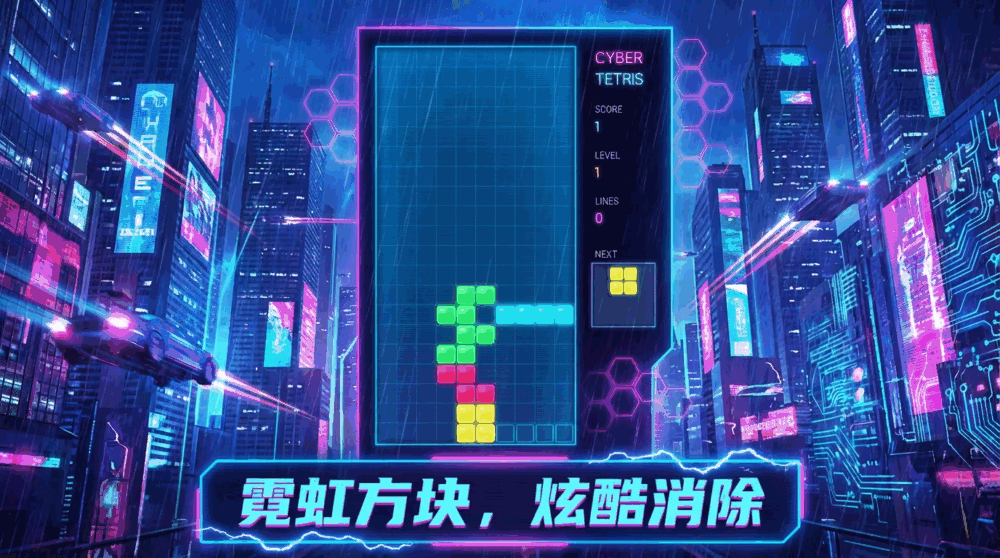 赛博朋克俄罗斯方块截图1
