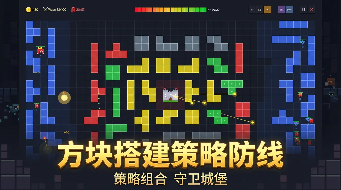 方块x塔防截图1